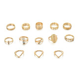 Anillos de trece piezas huecas de simplicidad de moda de oro