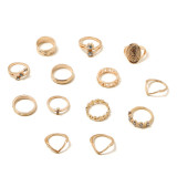 Золотые модные полые кольца Simplicity из тринадцати штук