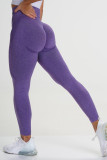 Pantalon taille haute skinny casual sportswear uni violet