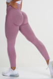 Calças casuais esportiva roxas sólidas básicas skinny de cintura alta