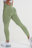 Gräsgrön Casual Sportswear Solid Basic Skinny High Waist Byxa
