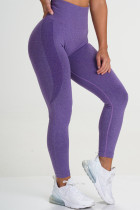 Пурпурный Повседневная спортивная одежда Однотонные базовые узкие брюки с высокой талией