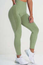 Gräsgrön Casual Sportswear Solid Basic Skinny High Waist Byxa
