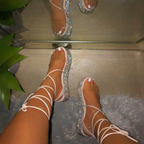 Zapatos de puerta redondos de vendaje casual blanco