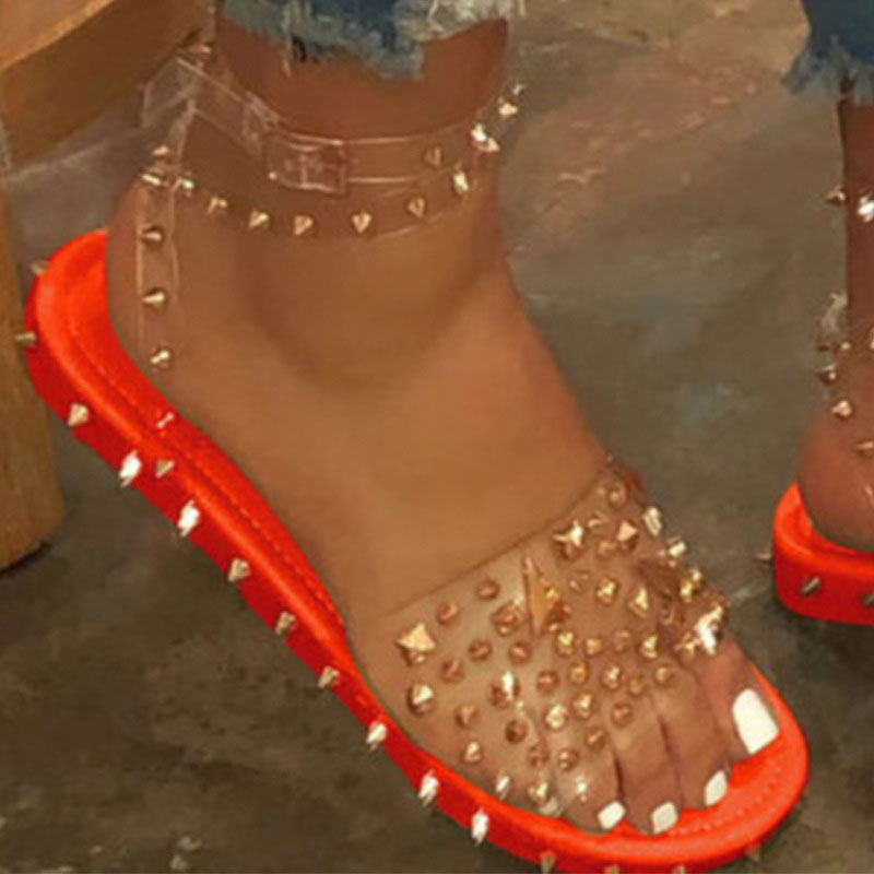 

Orange Casual Rivets Round Out Door Shoes