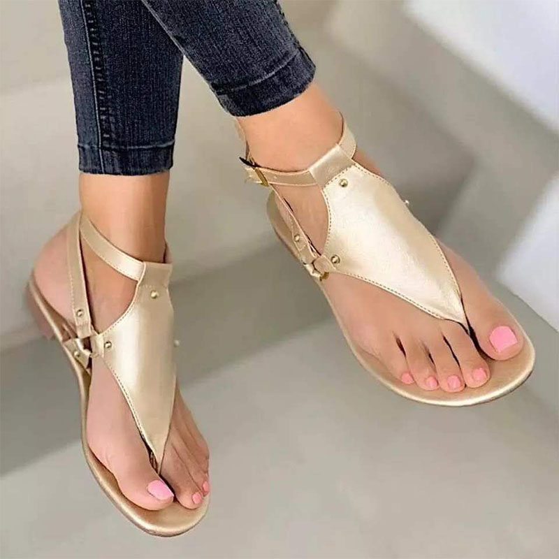 

Gold Casual Hollowed Out Round Out Door Shoes