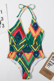 Groene Mode Sexy Print Backless Swimwears