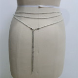 Corrente de cintura de strass moda prata