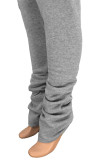Grey Daily Solid Fold Boot Cut Bottoms