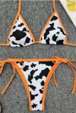 Trajes de banho sem costas com estampa sexy laranja fashion