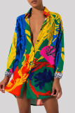 Multicolor Fashion Casual Print Basic Umlegekragen Tops