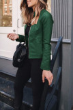Зеленые модные повседневные однотонные базовые пальто с воротником на молнии размера плюс