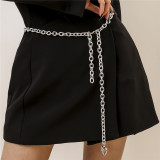 Cadena de cintura con borla de cadena geométrica sólida de moda plateada