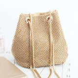 Gold Fashion Casual Strass Bucket Bags