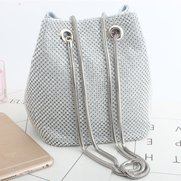 Silver Mode Casual Rhinestone Bucket Bags