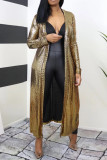 Gold Fashion Casual Solid Cardigan Outerwear