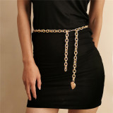 Gold Fashion Solid Geometric Chain Tassel Waist Chain