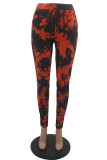 Rose Red Fashion Casual Print Camouflage Print Regular Mid Waist Pencil Bottoms