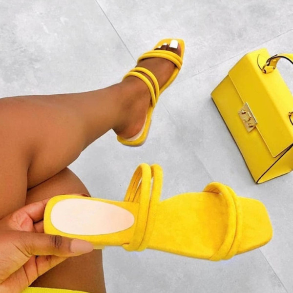 Yellow Daily Simplicity Hollowed Out Round Out Door Shoes
