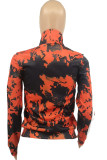 Vêtement d'extérieur à col Mandarin à imprimé camouflage à imprimé de rue décontracté rouge