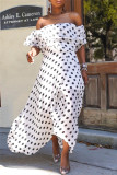 Белое сексуальное повседневное платье в горошек с открытой спиной и открытыми плечами Нерегулярное платье Платья