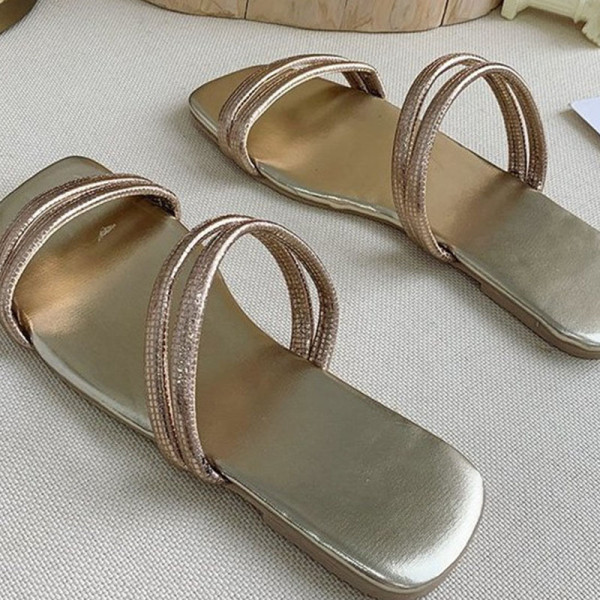 Gold Daily Simplicity Hollowed Out Round Out Door Shoes