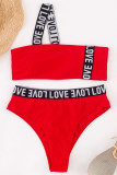 Red Fashion Sexy Solid Patchwork Swimwears