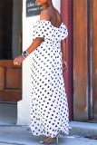 Белое сексуальное повседневное платье в горошек с открытой спиной и открытыми плечами Нерегулярное платье Платья