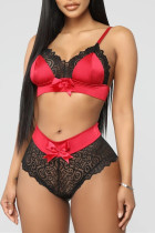 Lingerie Sexy Red Fashion Patchwork Transparente
