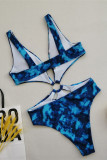 Koningsblauwe Mode Sexy Print Backless Swimwears