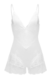 White Sexy Solid Patchwork See-through Mesh Lingerie