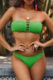 Green Sexy Solid Patchwork Swimwears