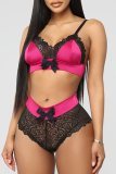 Lingerie sexy rouge à boucle patchwork solide