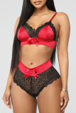 Rose Red Sexy Solid Patchwork Buckle Lingerie