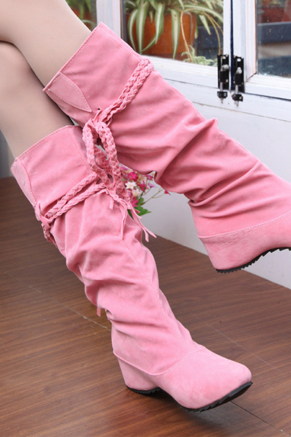Scarpe comode da porta chiuse e patchwork casual alla moda rosa
