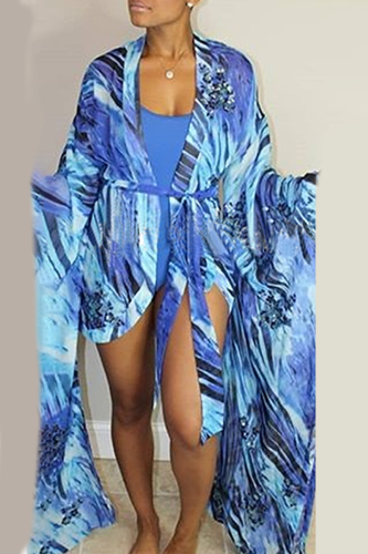 Costumi da bagno patchwork blu con stampa sexy