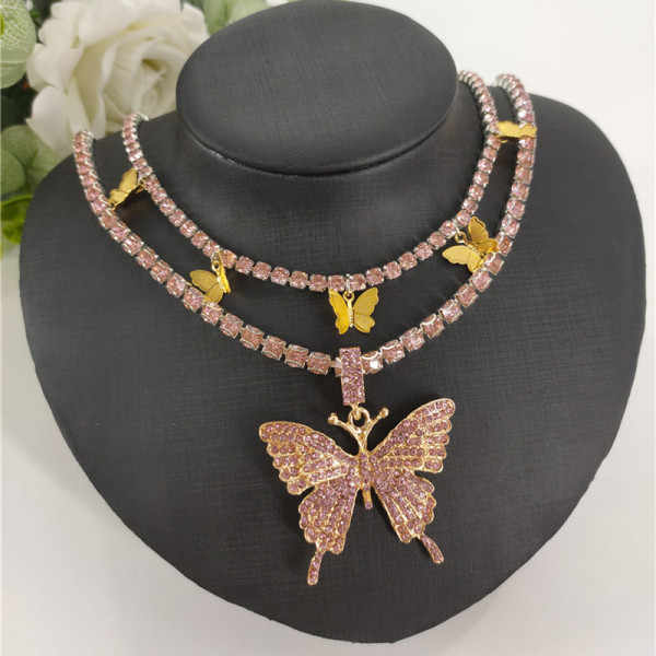 Roze gouden mode sexy vlinder ketting