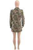 Camouflage Fashion Casual Camouflage Print Cardigan Turndown Collar Cappotti Plus Size
