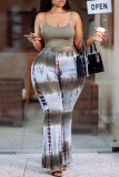 Многоцветный модный повседневный жилет с принтом и брюками Спагетти ремень плюс размер комплекта