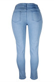 Svart Mode Casual Solid Basic Skinny Jeans med hög midja