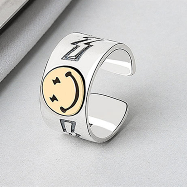 Gele Mode Smiley Ring Sieraden