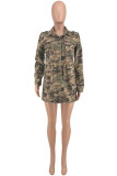Camouflage Fashion Casual Camouflage Print Cardigan Umlegekragen Plus Size Mäntel