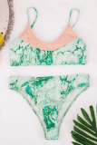 Maillot de bain patchwork imprimé sexy vert