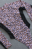 Zwarte sexy luipaardpatchwork-badkleding