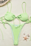 Зеленые сексуальные однотонные купальники с открытой спиной