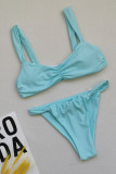 Blue Sexy Casual Solid Solid Color Swimwears