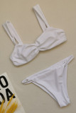 White Sexy Casual Solid Solid Color Swimwears