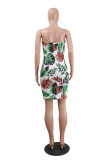 Multicolor Mode Sexy Print Backless Strapless Jurk