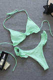 Green Sexy Solid Bandage Swimwears