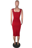 Красные модные сексуальные однотонные асимметричные комбинезоны асимметричные платья